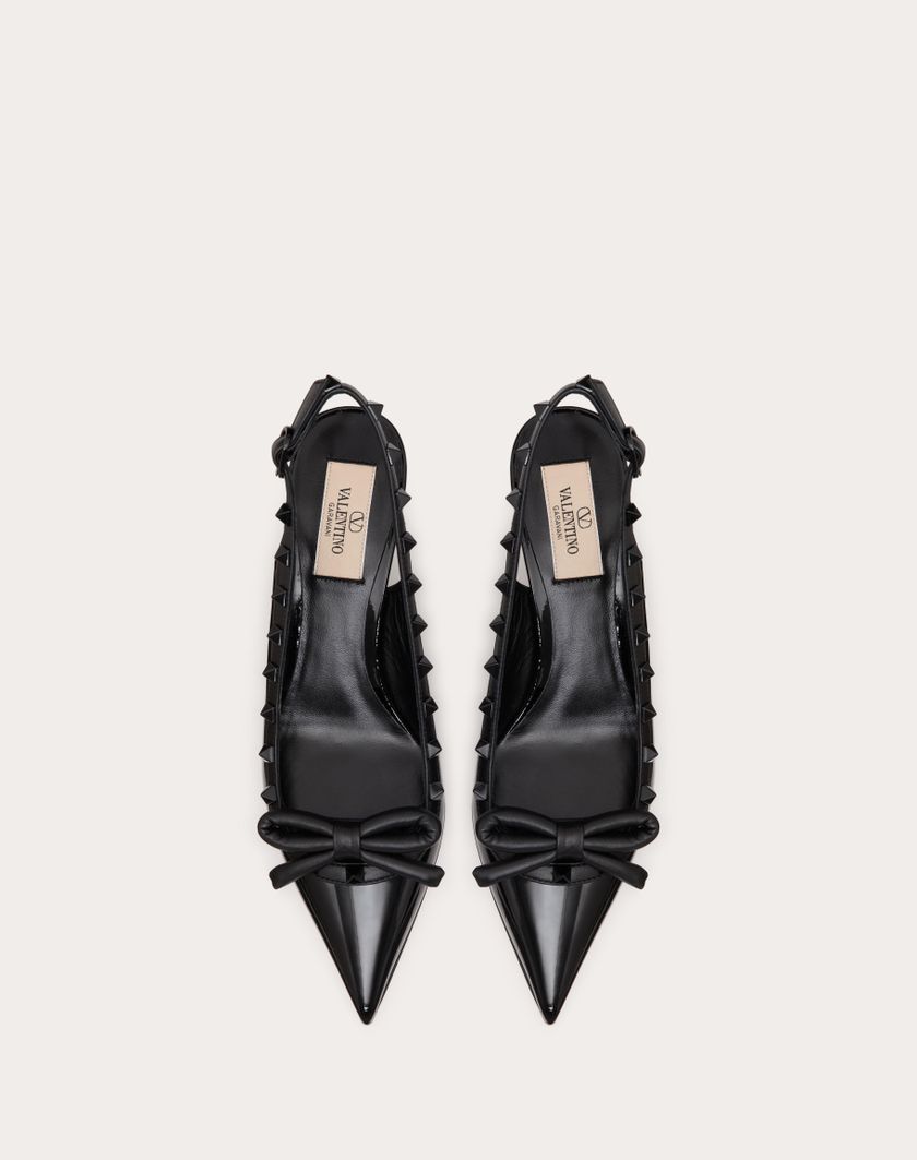 ROCKSTUD BOW SLINGBACK PUMP IN PATENT LEATHER WITH MATCHING STUDS 60MM - Image 4